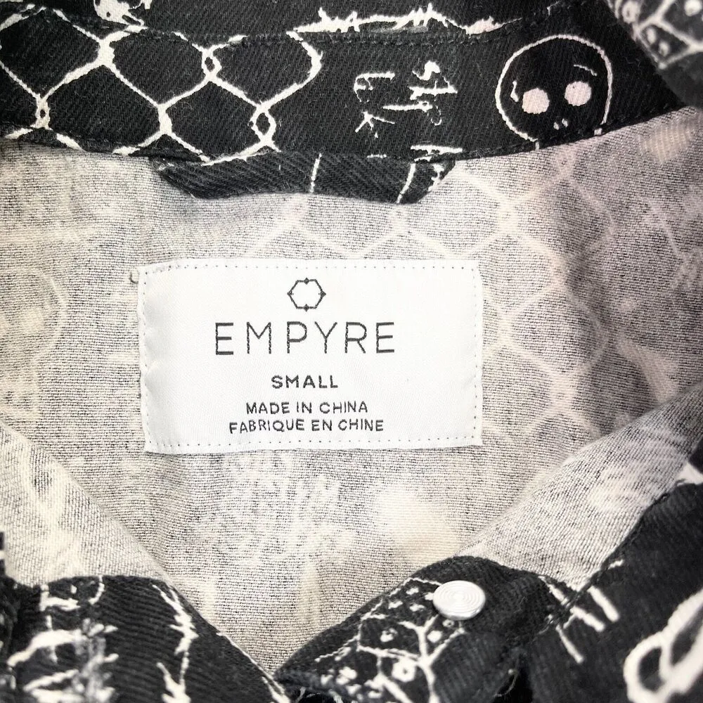 Empyre Graffiti Trucker Jacket Women Small Cropped Grunge Street Edgy Urban Twee Black - Image 5