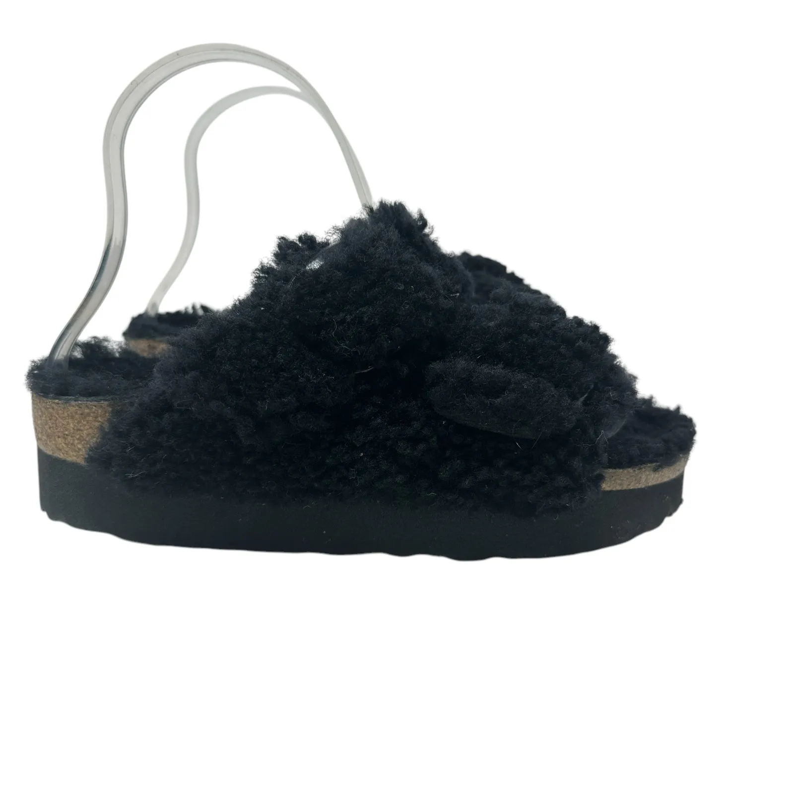 Birkenstock Papillio Arizona Big Buckle Shearling Sandals Teddy Black‎ Size 36 - Image 6