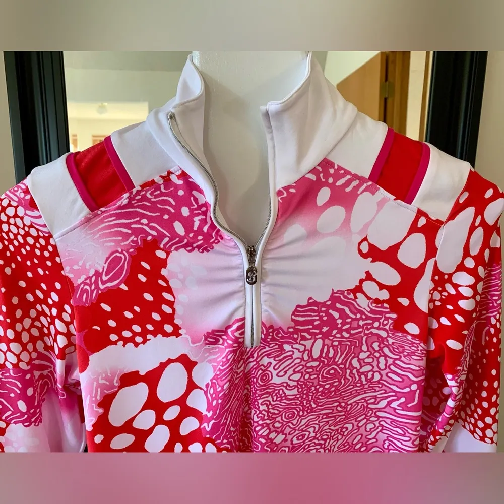 Sofibella Red Pink & White Golf & Tennis Shirt - Image 2