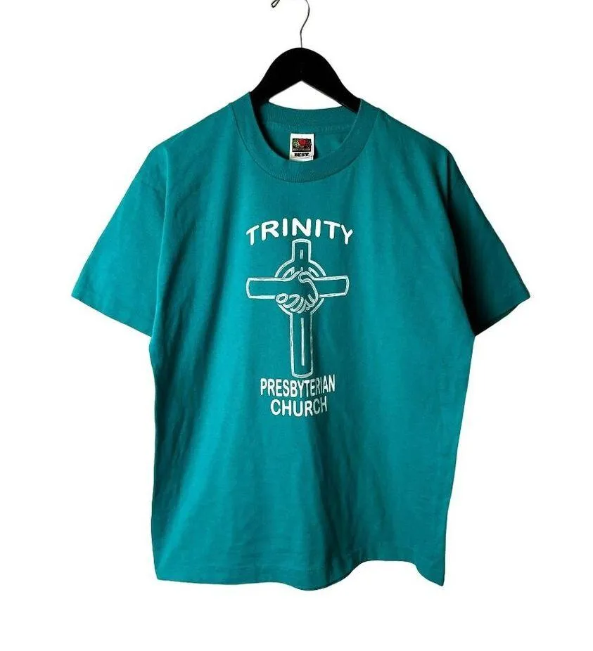 Trinity Presbyterian Church T Shirt Vintage 90s Medium M Blue Graphic Tee Size L - Image 2