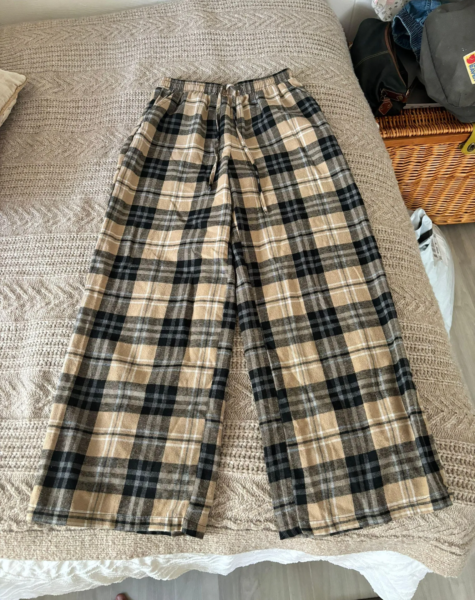 Plaid Brown And Black Drawstring Pants - Image 3