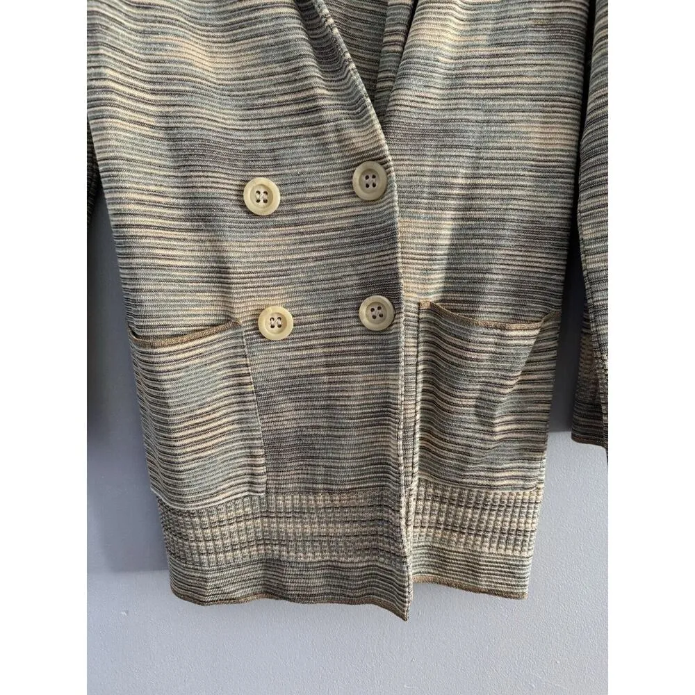 M Missoni Gold Metallic Striped Button Blazer Cardigan Sweater Women’s Size 8 - Image 3