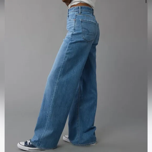 American Eagle Curvy Super High Rise Baggy Straight Jeans Size 2 Long - Image 2