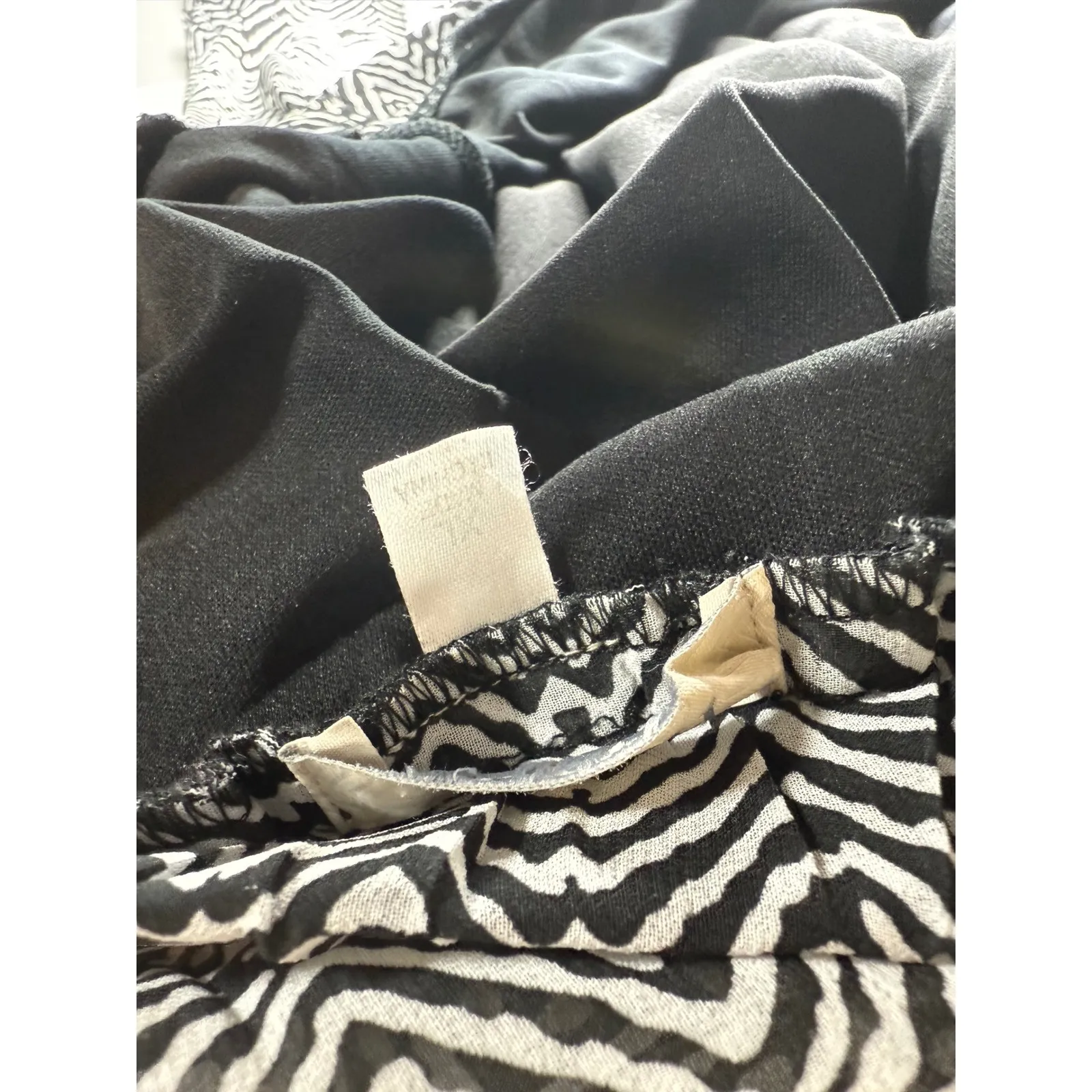 Halo Sheer Maxi Skirt Geometric Print Blue Black White Boho Elastic Waist Size XL - Image 3