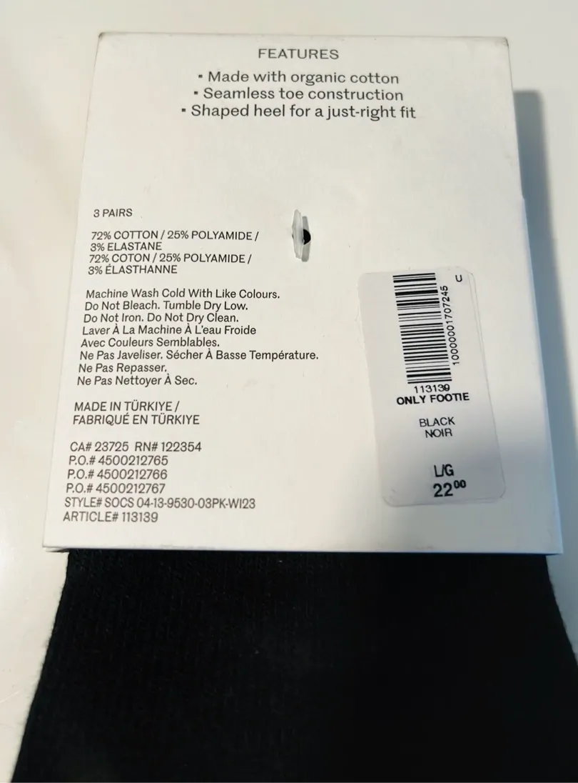 Wilfred Only Footie socks 3 pairs in Black - Large - Image 3