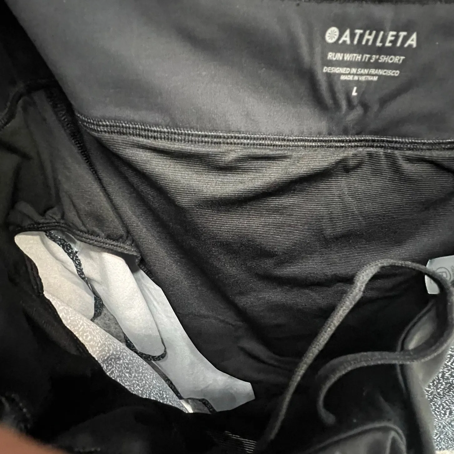 Athleta Run With It 3" Shorts Womens L Black Micro Animal Print Gym Athletic - Image 9