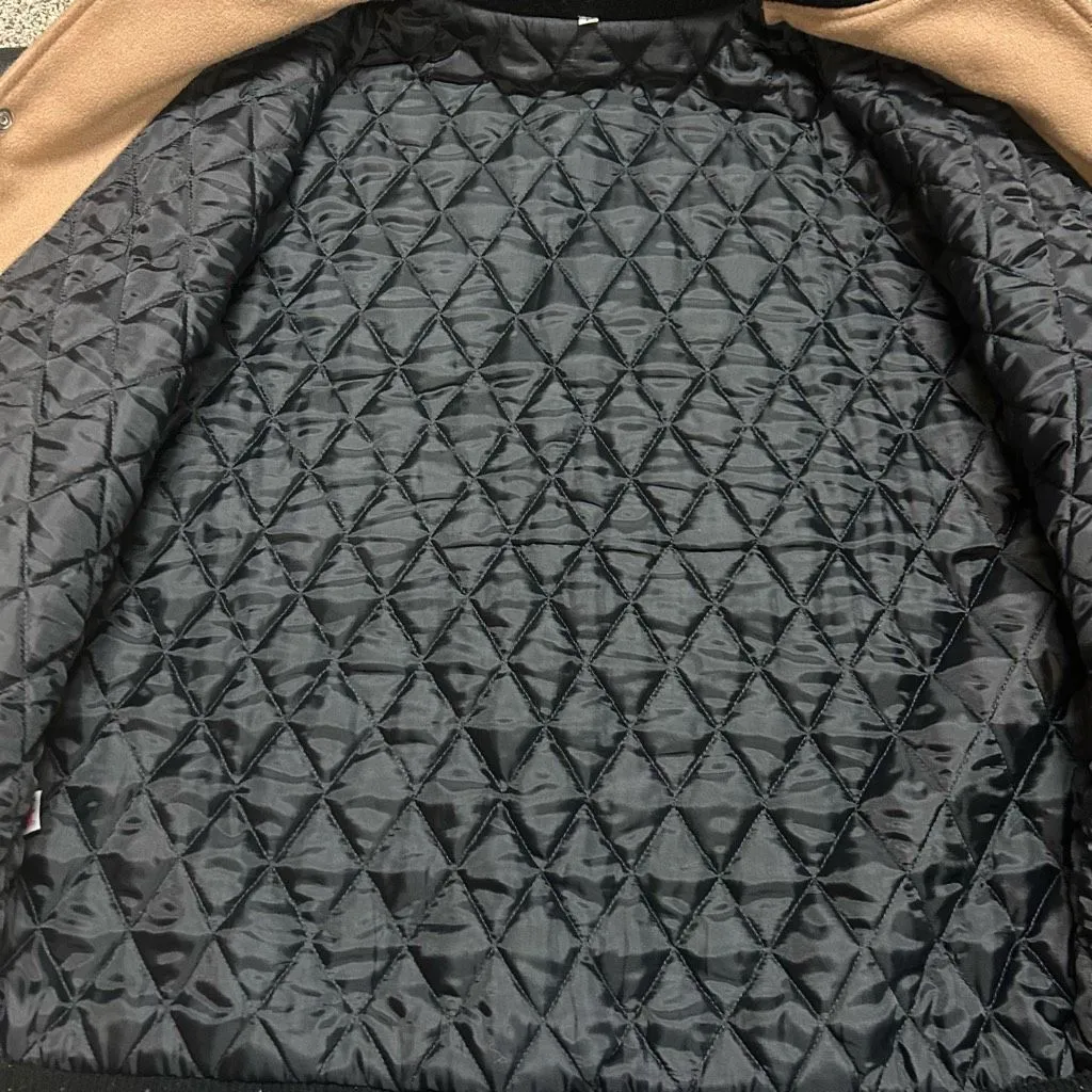 Rare Limited Edition Fender Guitar Cow Hide Wool Tan Black USA Varsity Large Jac - Image 5