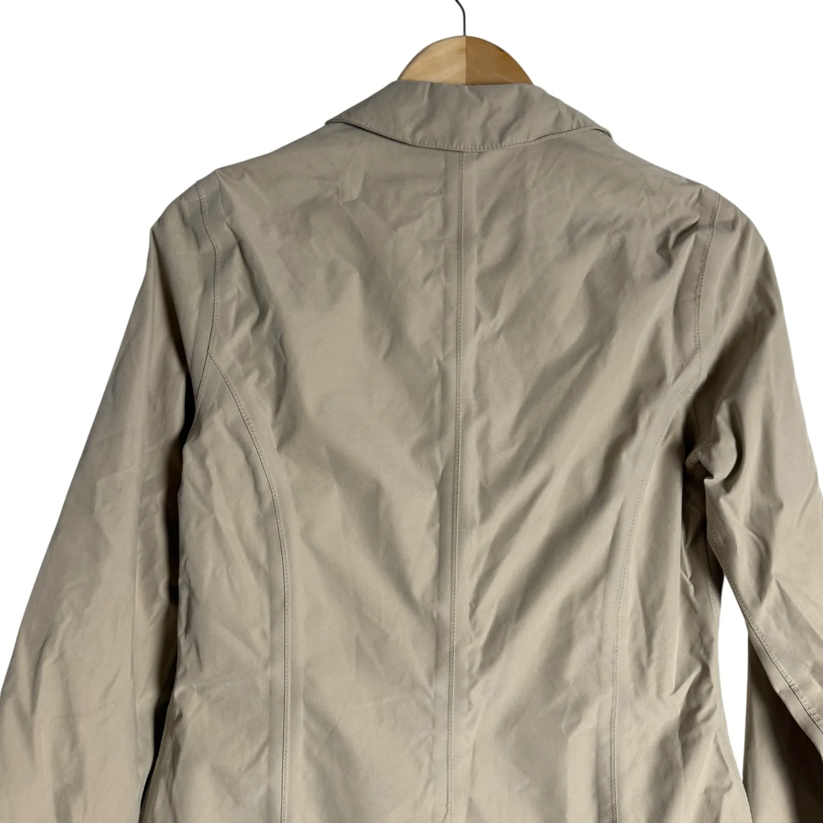 Barbour Tan Single Breasted Snap Front Zip Pocket Collared Travel Jacket Size 4 - Image 7