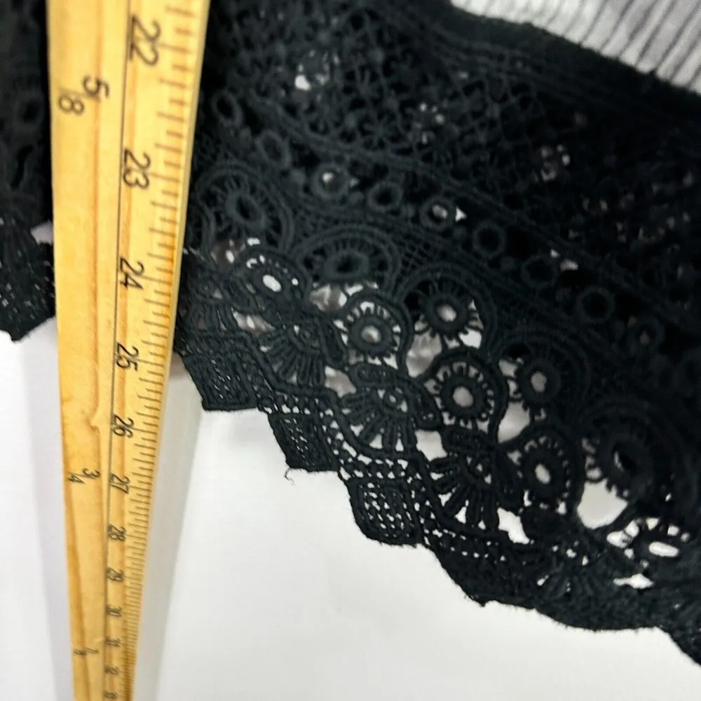 Nine West Top Womens M Striped Smocked Neck‎ Cotton Flutter Sleeve Quiet Luxury - Image 4