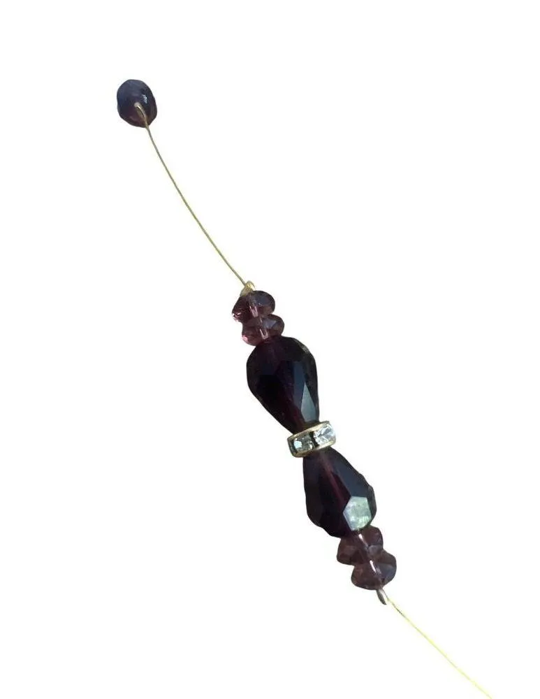 Faceted Amethyst Glass Pendant Necklace Gold Wire Toggle Clasp Illusion 26" Purple - Image 3