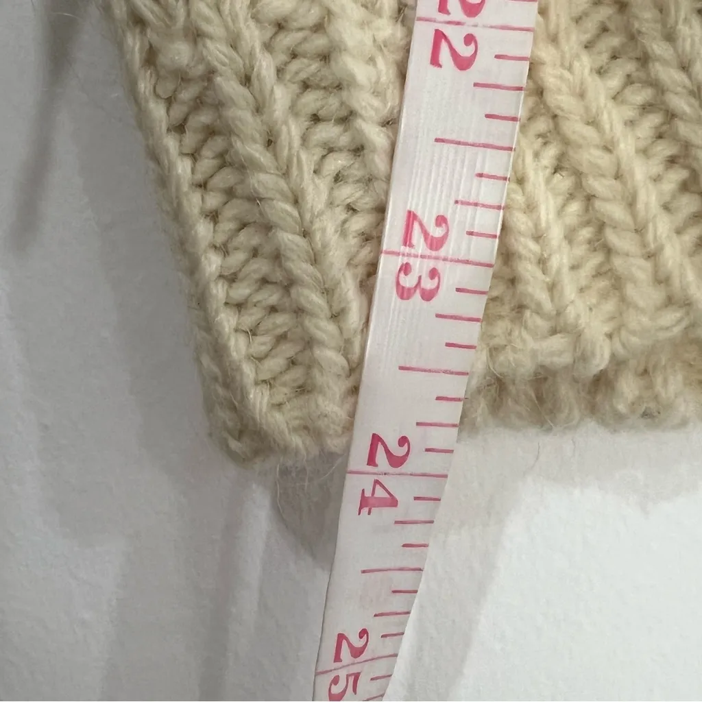 ELSAMANDA wool mohair alpaca blend chunky knit sweater Women’s SIZE MEDIUM cozy Tan - Image 6