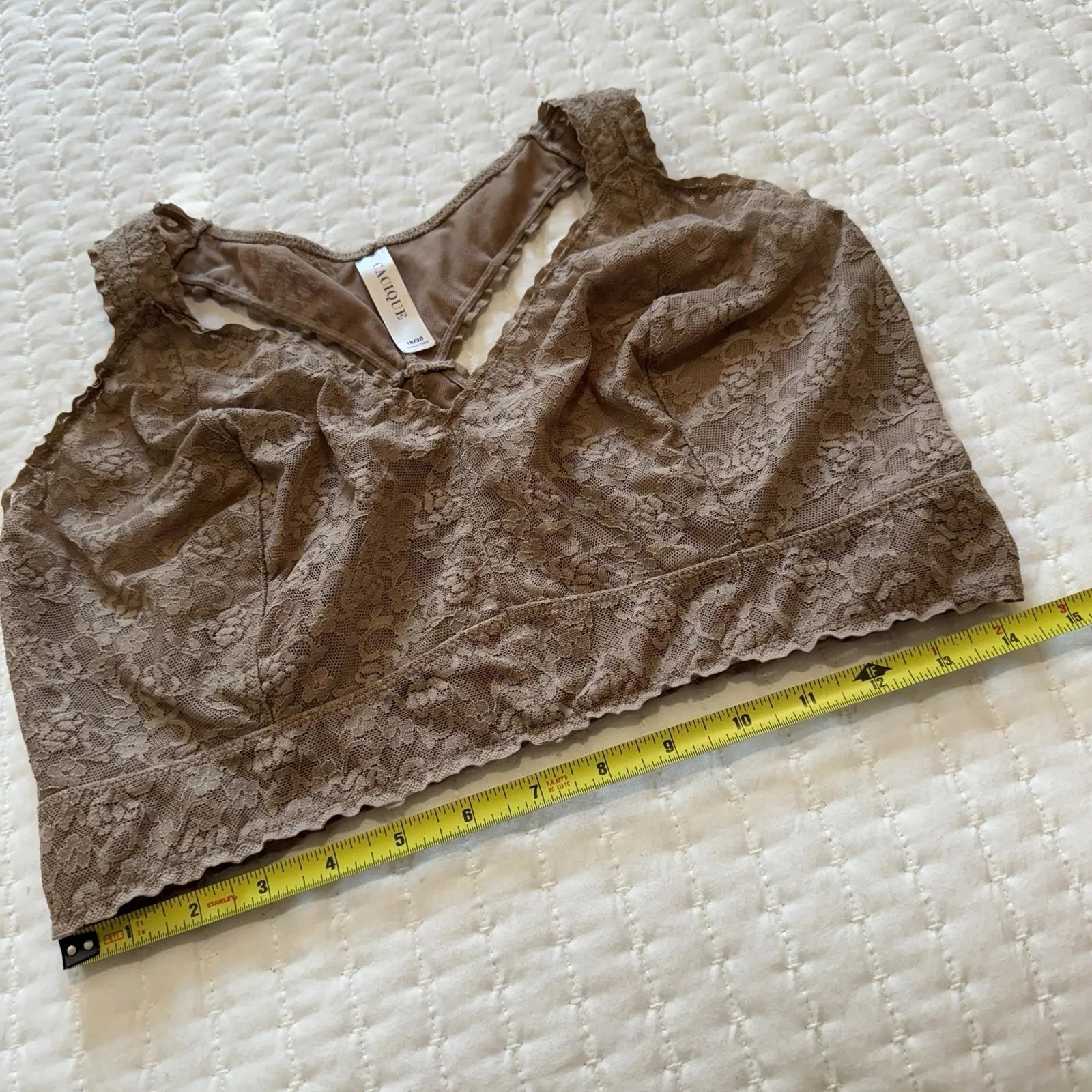 Cacique Nude Taupe Lace Bralette Women’s Sz 18 / 20 Unlined Wireless - Image 3