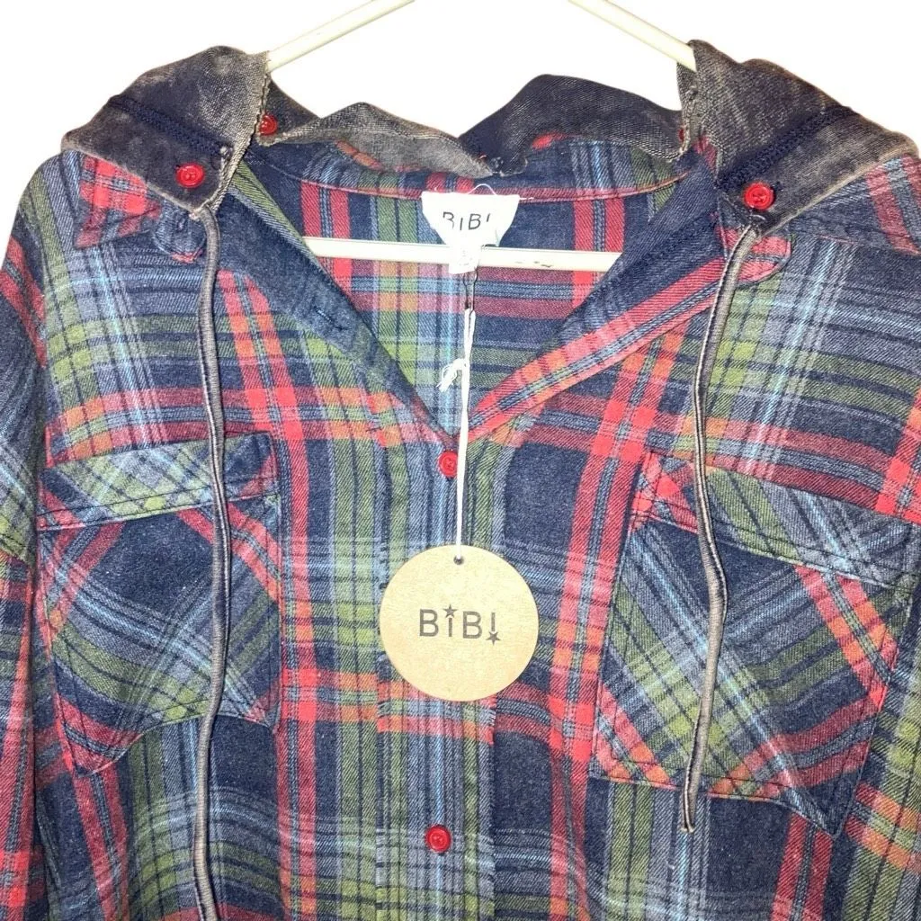 Bibi Christmas Colored Shacket Removable Hood Oversized Small New #755 Red - Image 3