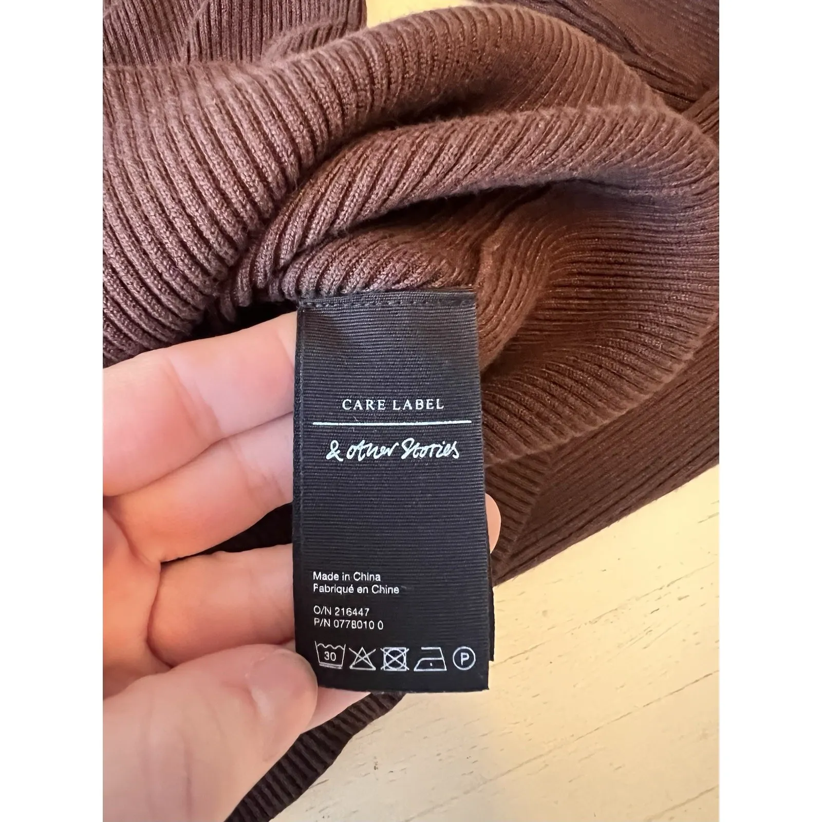 & Other Stories Stockholm Atelier Ribbed Cardigan Sweater Chocolate Brown Medium - Image 4