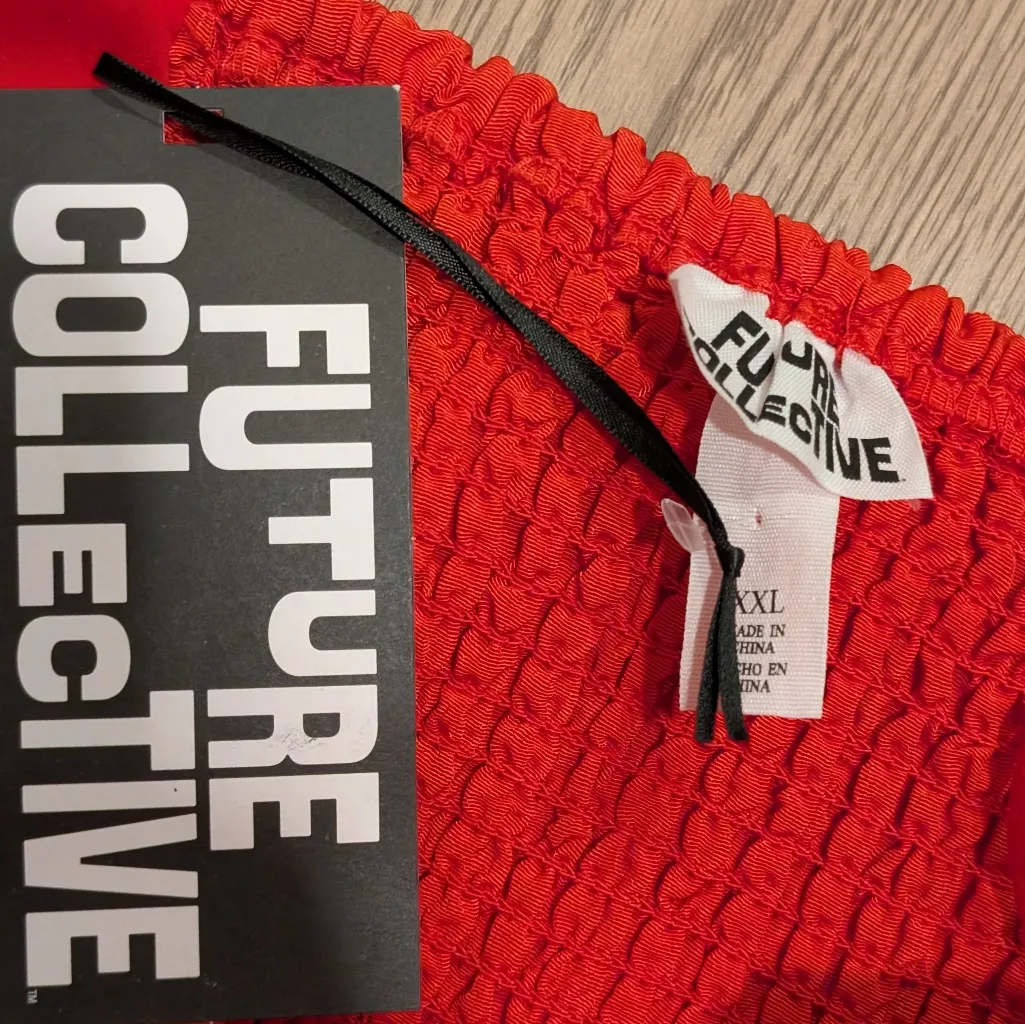 Future Collective Bow Dress PLUS XXL 2X Strapless Sweetheart Red Pink Orange - Image 5