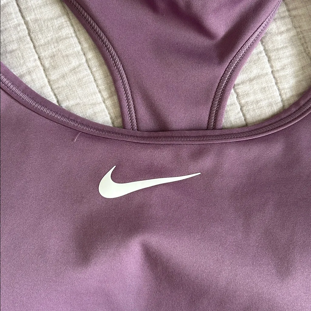 Nike swoosh dryfit padded plum logo front sports bra XXL - Image 2