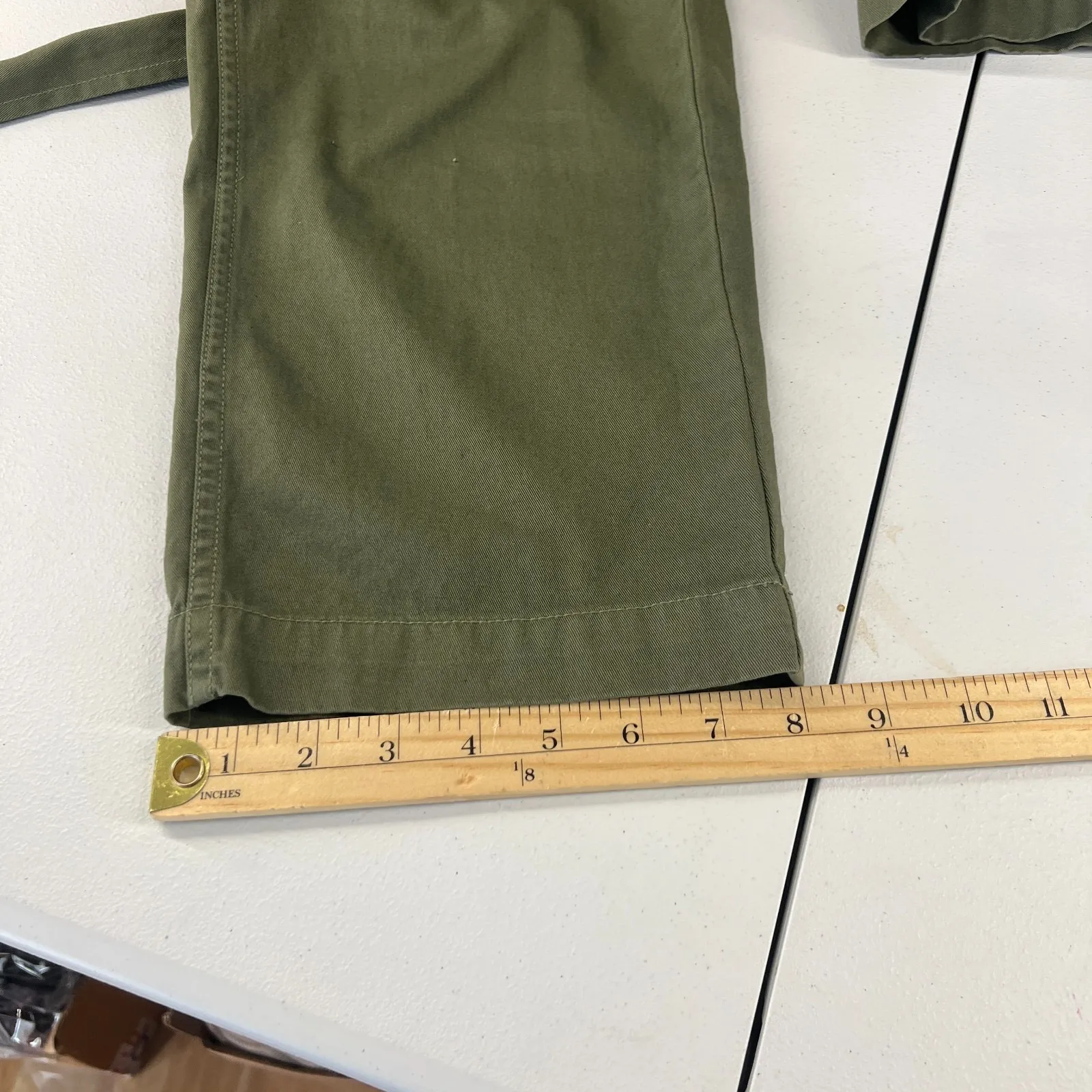 Madewell Military Jumpsuit Womens PS Green Twill Tie-Waist Short Sleeve Wide Leg - Image 12