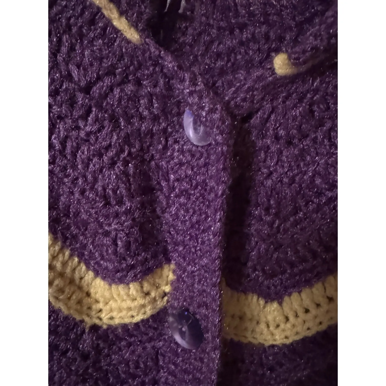 Vintage Purple And Yellow Chevron Pattern Handmade Poncho - Image 3