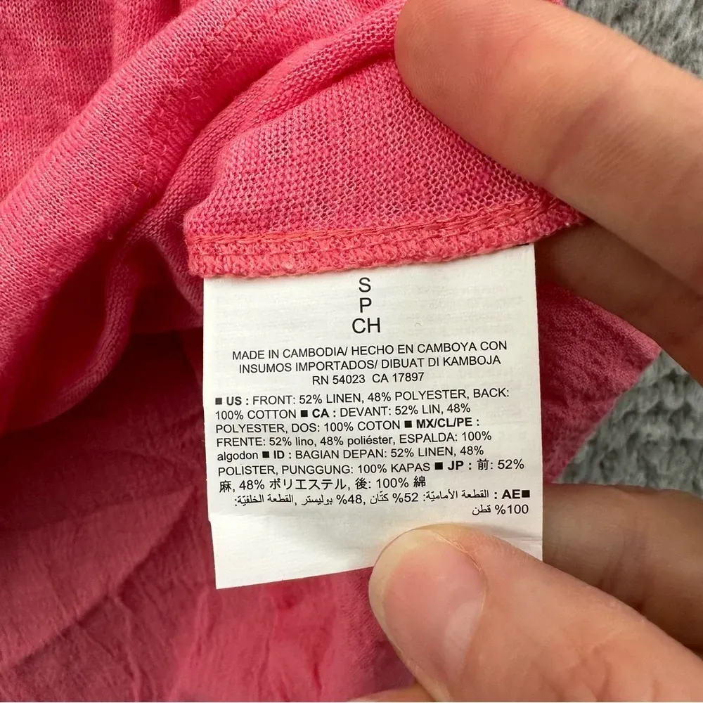 NWT Old Navy V Neck Short Sleeve Linen Blend T Shirt Guava Pink Women's Small‎ - Image 5