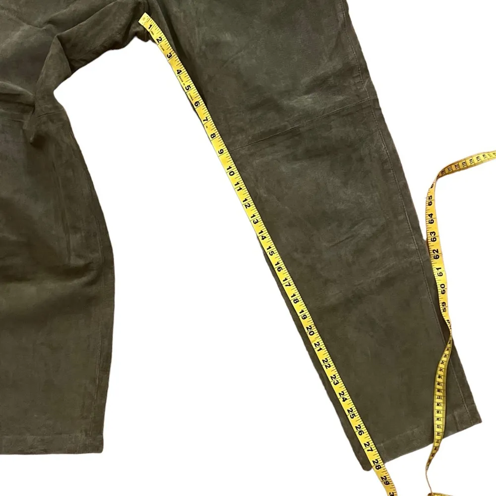 Vintage Evan Davies Genuine Olive Green Suede Cigarette Pants Size 6 - Image 5