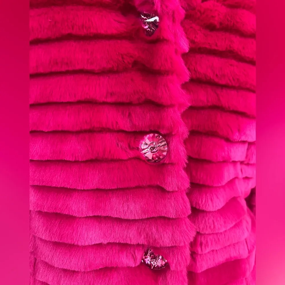 Hot Pink Faux Fur Coat M Size M - Image 4