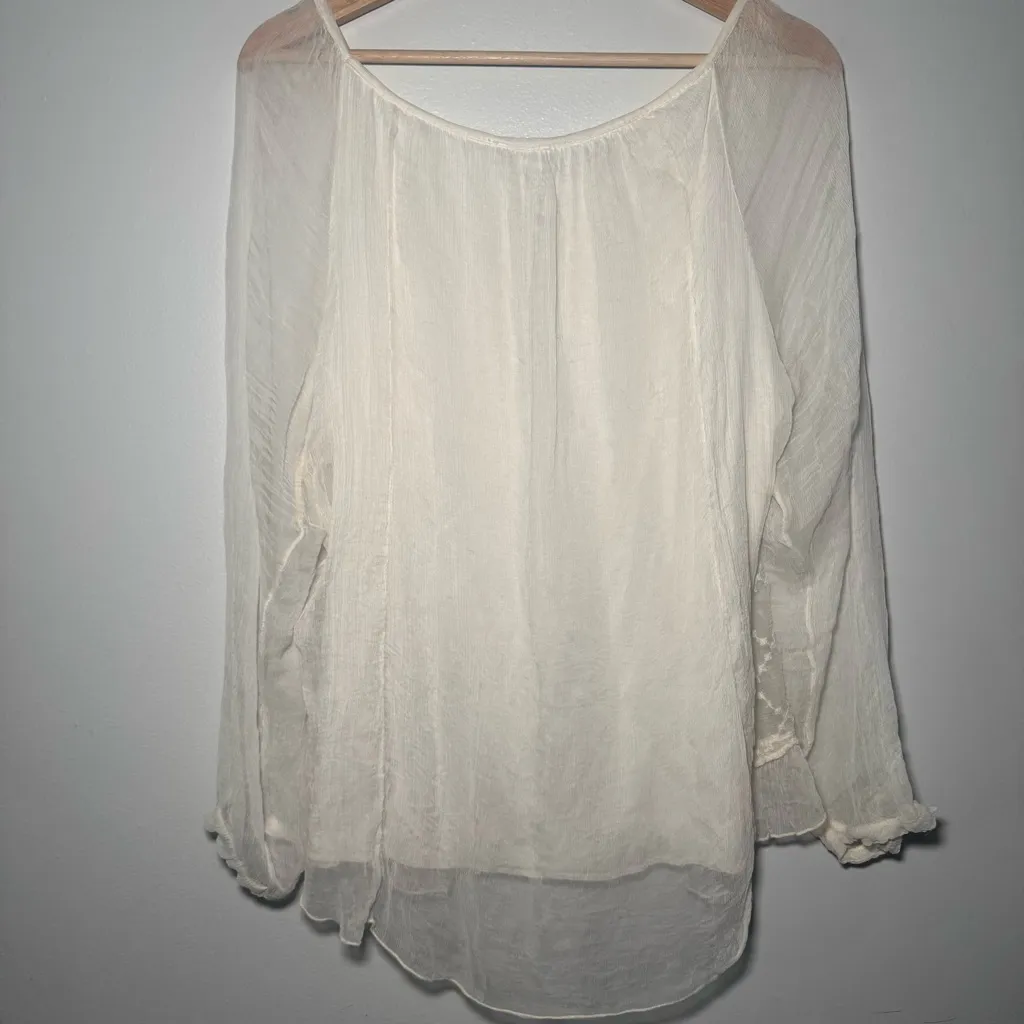 Vintage Womens Top Sheer Victorian Embroidered Prairie Fairy Queen Elizabeth‎ Size 0 - Image 5