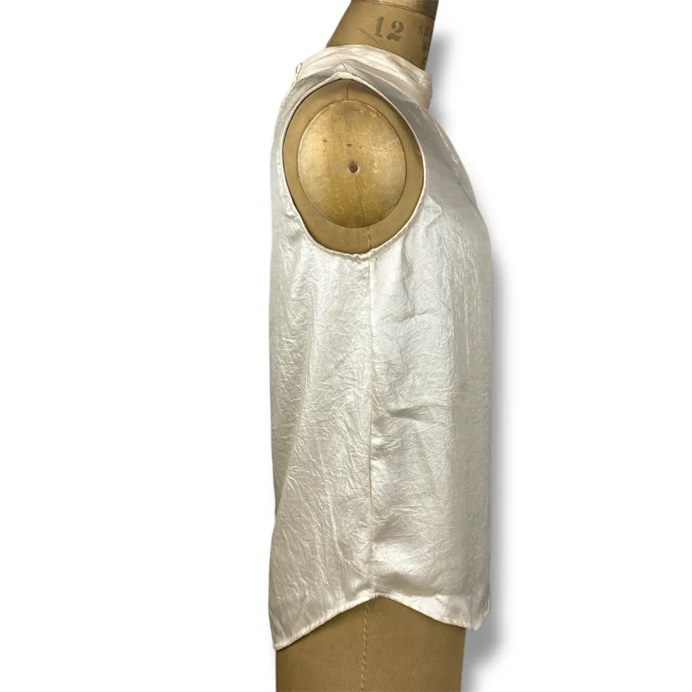 Maeve by Anthropologie Sleeveless High Neck Shimmery Ivory Gold Top - Image 2