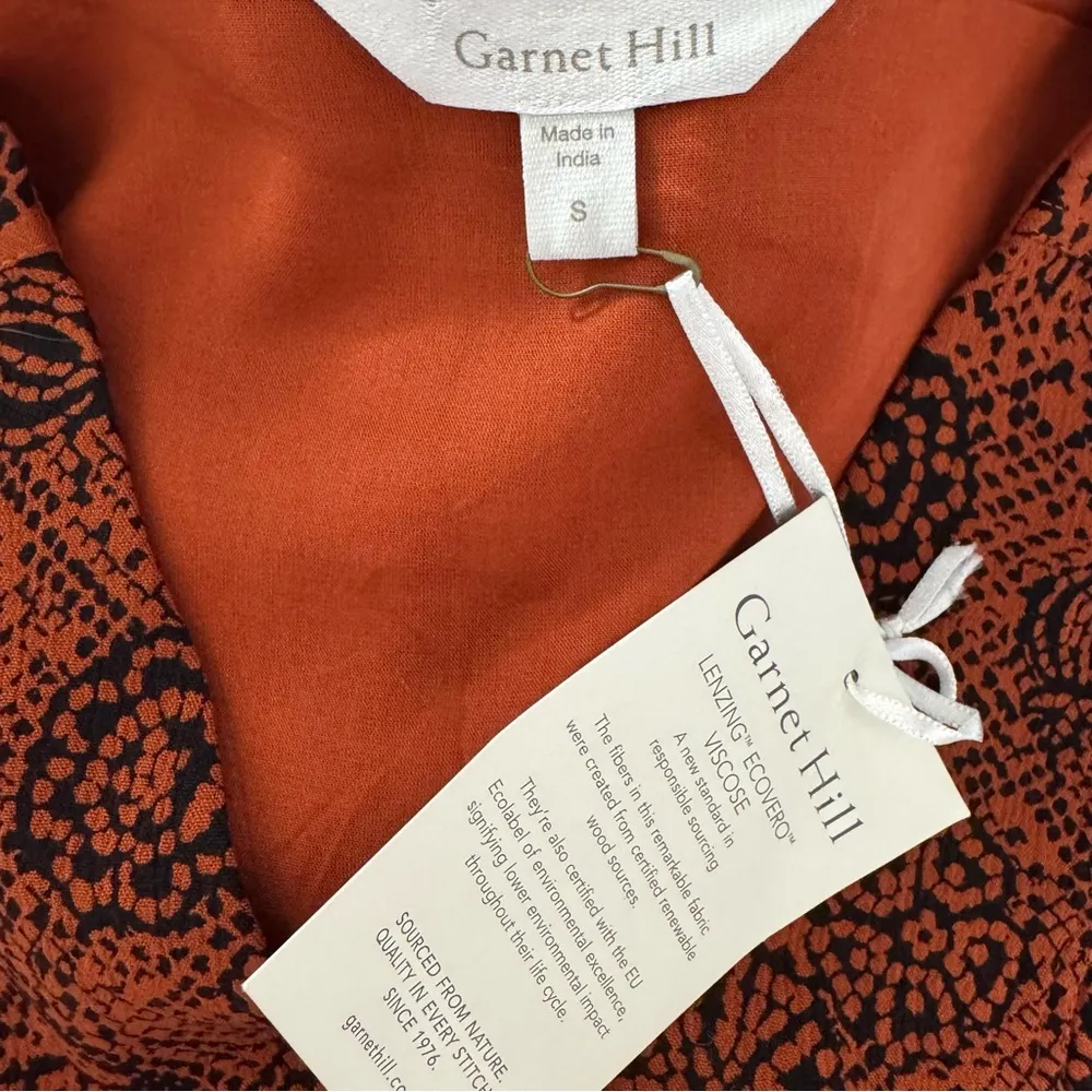 NEW Garnet Hill Millie Crepe 3/4 Sleeve Mini Dress Orange Small S NWT - Image 10