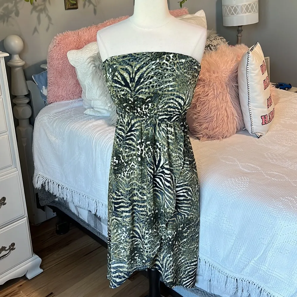 Ya Los Angeles Wrap Jungle Dress Strapless Off Shoulder Womens Medium - Image 13