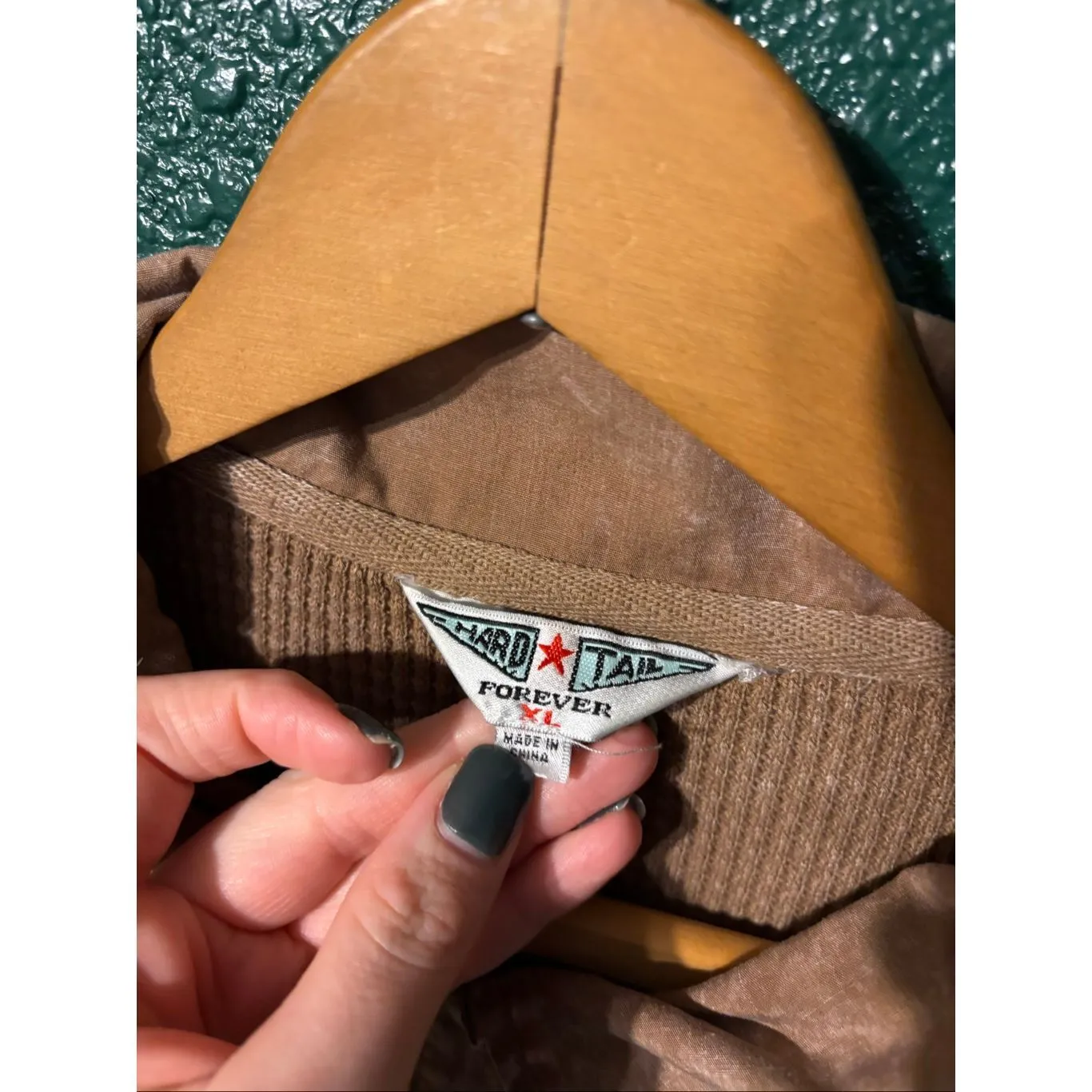 Hard Tail Forever Womens Waffle Weave Button Down Shacket Sz XL Acid Distressed Brown - Image 2