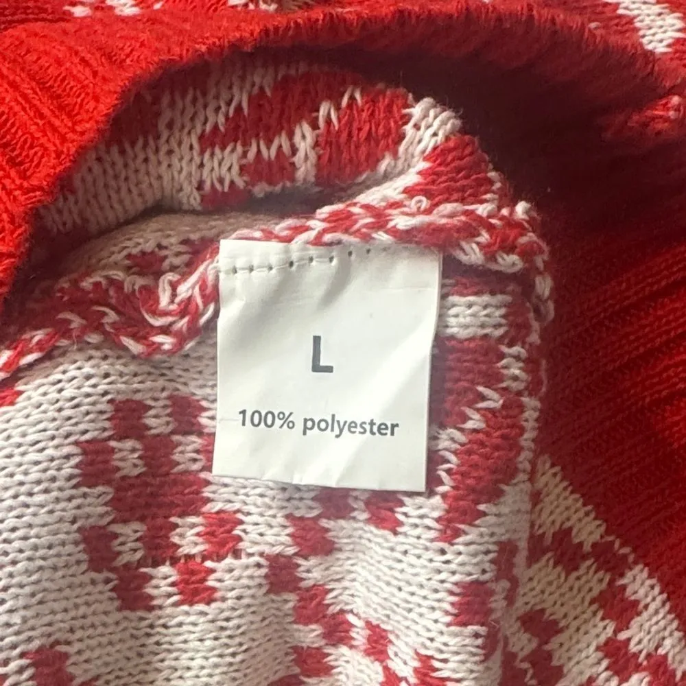 Women’s Christmas Holiday Sweater Dress and Beanie Size L Red Size L - Image 6