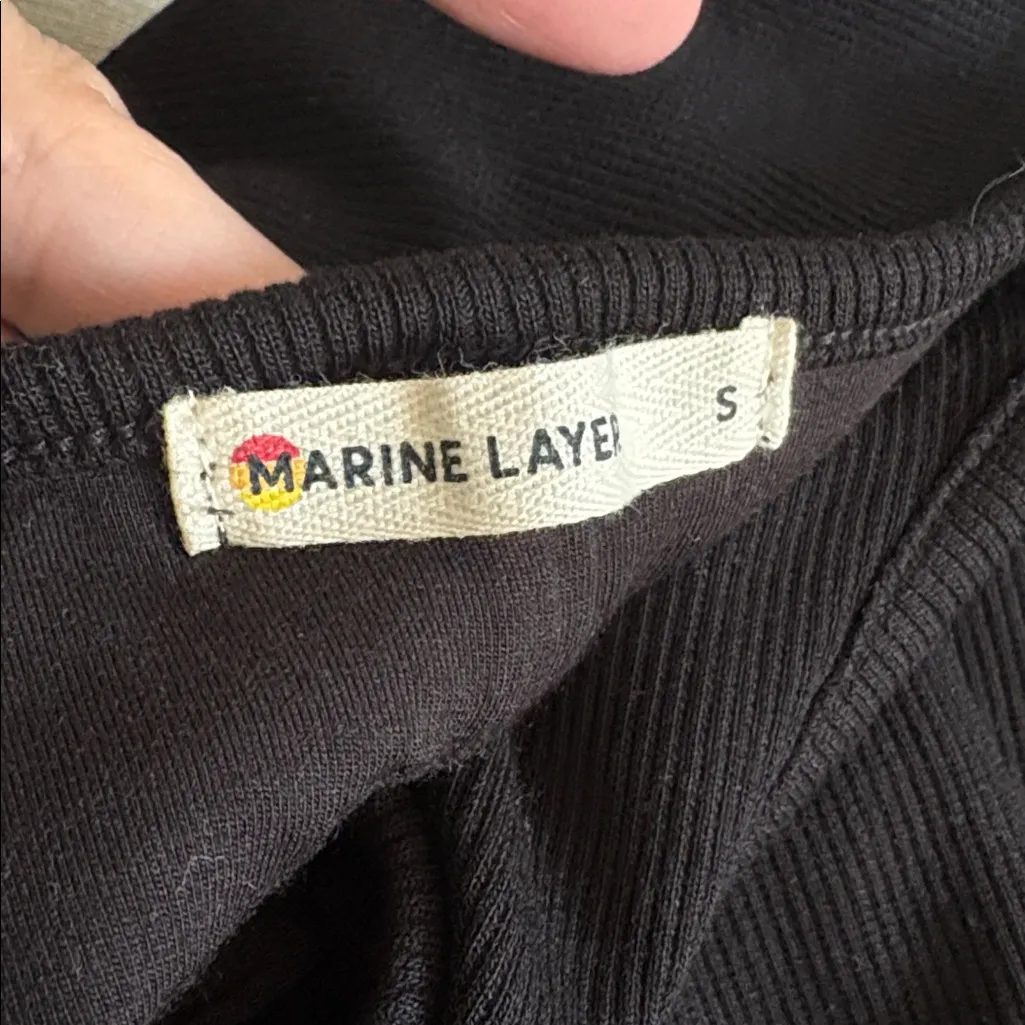 Marine Layer Lexi Ribbed Daytime Midi Dress Black Small - Image 7