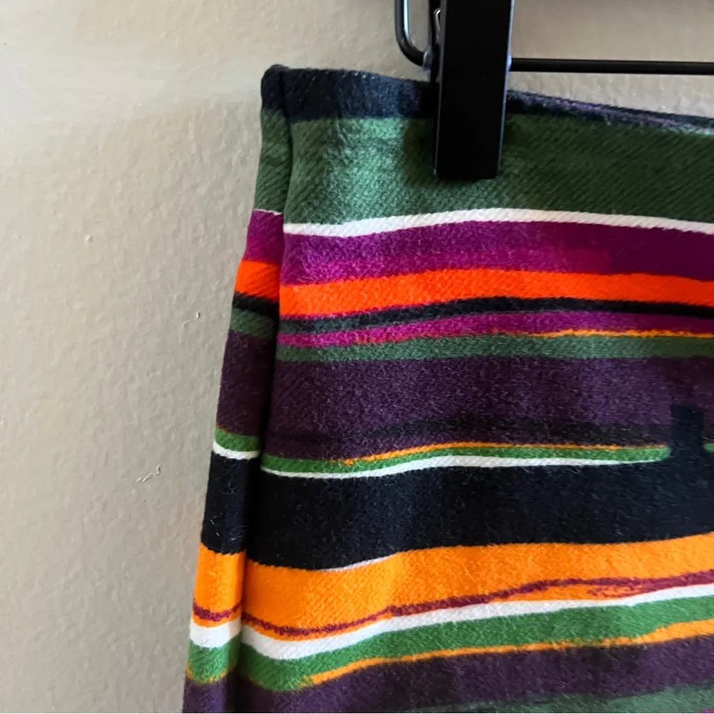 Kate Spade SATURDAY Buckle Over Mini Skirt Multicolor Striped Cotton Wrap Size 2 - Image 2