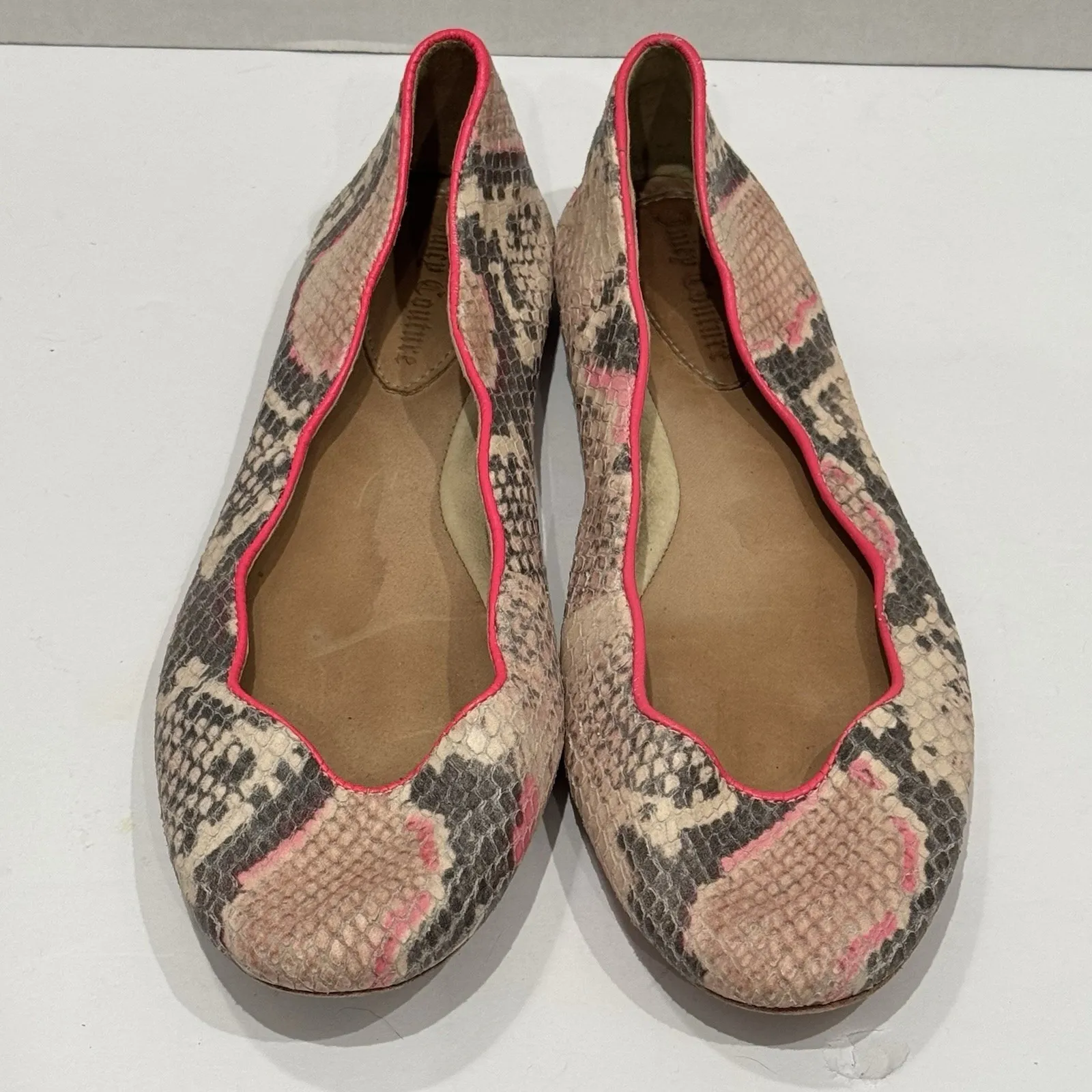 JUICY COUTURE JAILYN SNAKE PRINT LEATHER Ballet Flats shoes Y2K 2000s Style Sz 6 - Image 2