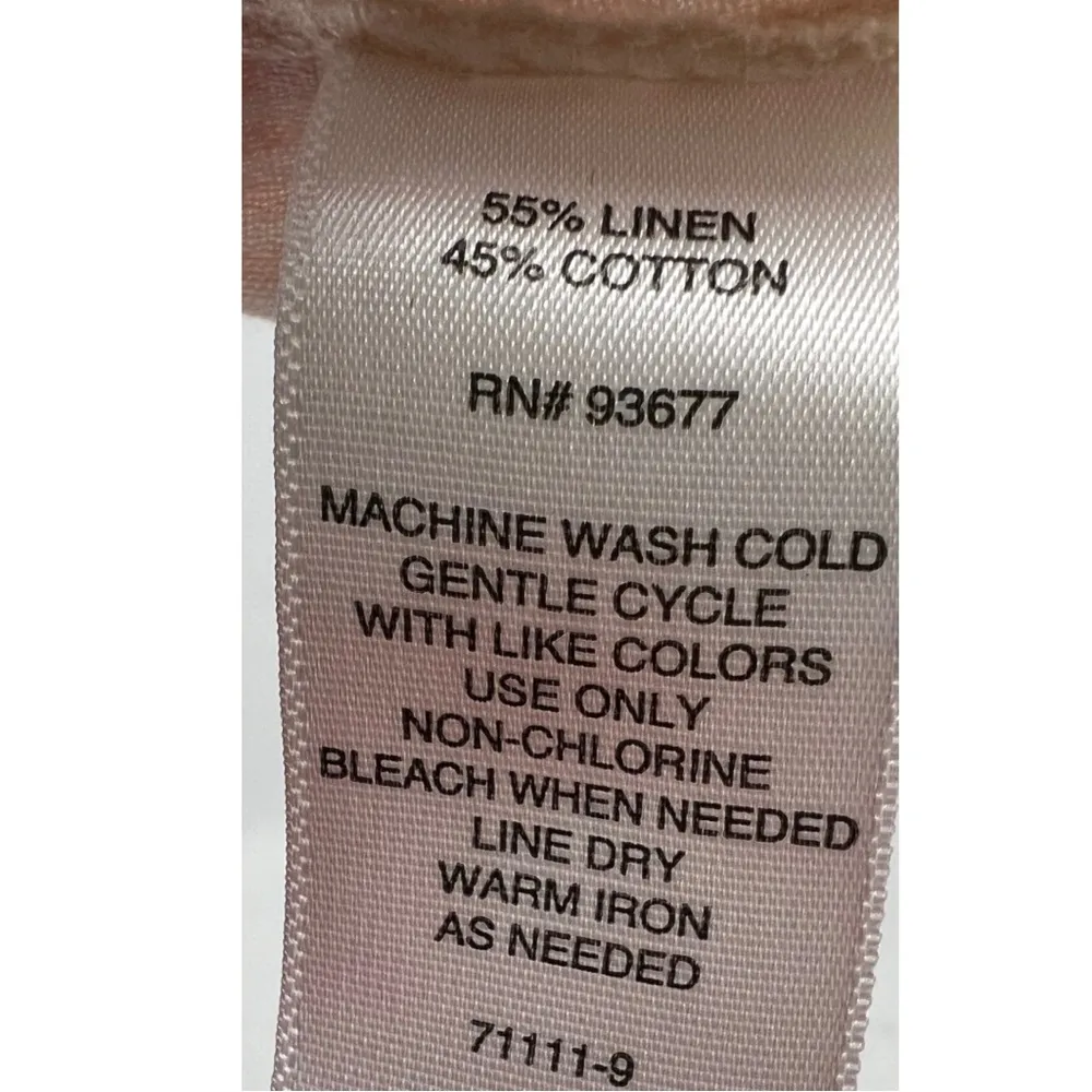 Liz Claiborne linen blend pink white striped XXL short sleeve top summer cotton - Image 8