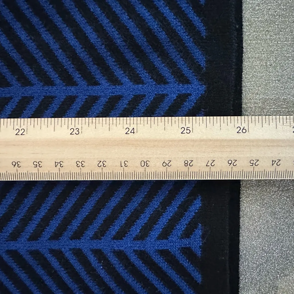 Investments Blue Chevron Knit Sweater Asymmetrical Cowl Neck Long Sleeve Top - Image 13