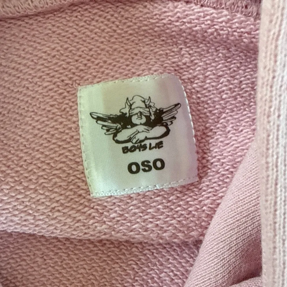 Boys Lie Oversized Hoodie No Smoke Without Fire Size OS in Pink and Red - Image 2