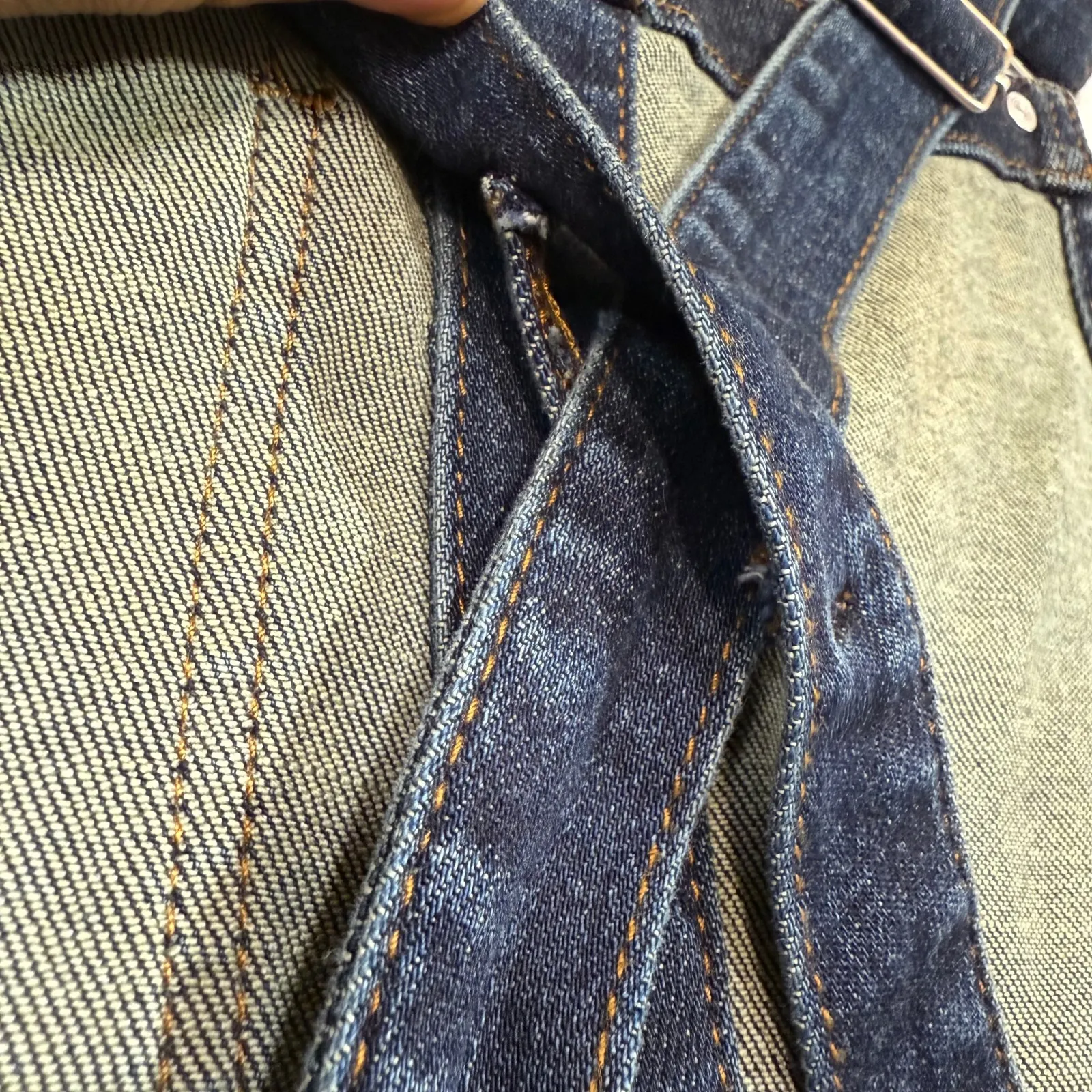 Judy Blue XL Dark Wash Denim Overall Mini Dress Buttoned Raw Hem Stretch‎ Cute - Image 7