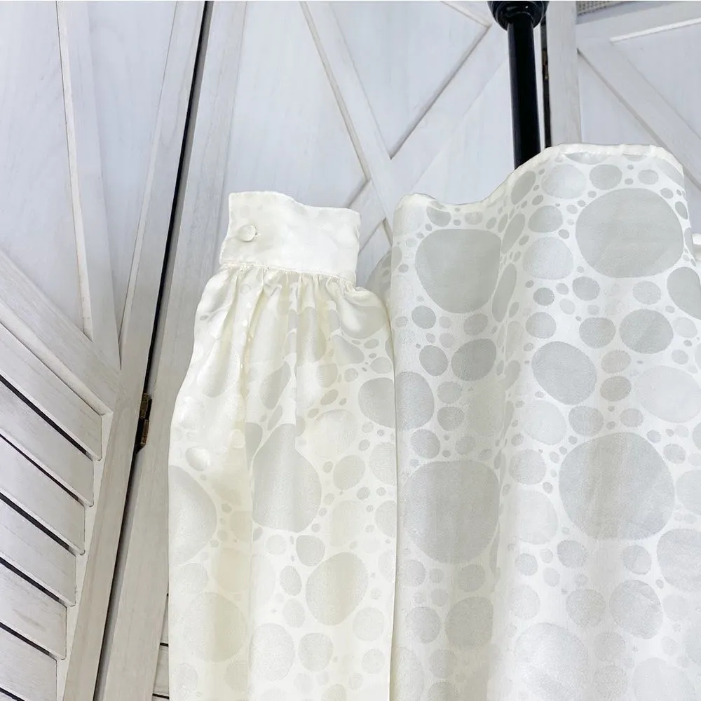 Helen Fabrikant Vintage Satin Jacquard‎ V Neck Blouse Cream Medium Long Sleeve - Image 6