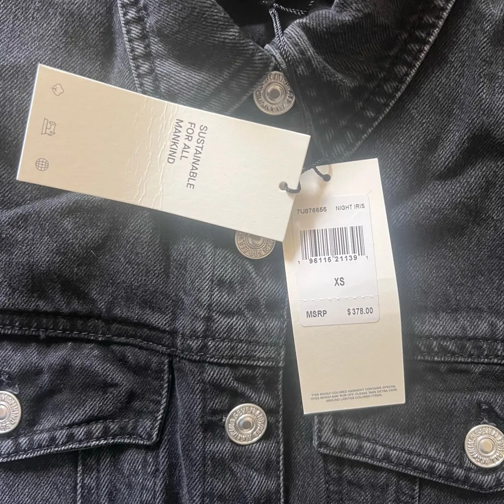 7 for All Mankind Black Denim Balloon Sleeve Jumpsuit | X-Small NWT - Image 5