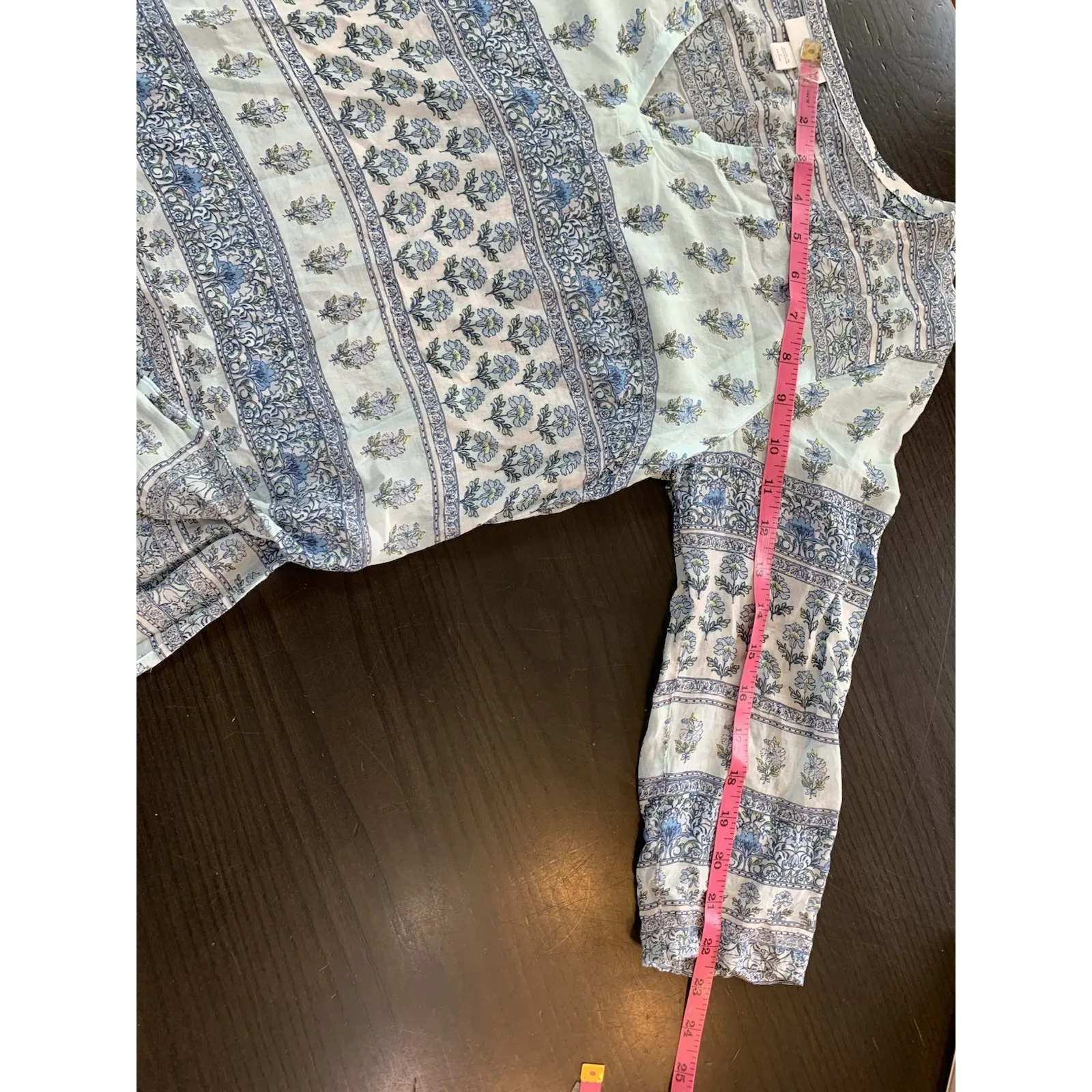 J Jill Tunic Blouse‎ Women Size Small Petite SP Boho Blue Semi Sheer Beachy Pool - Image 10