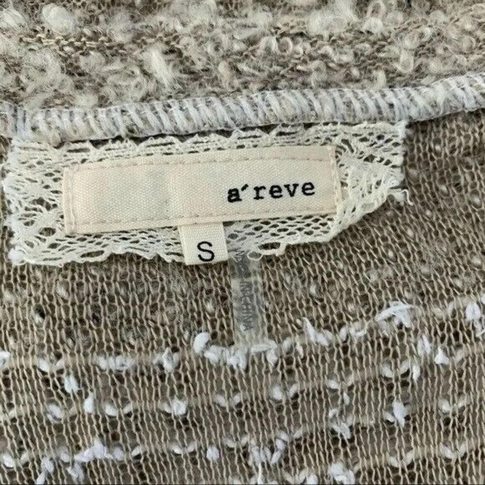 AReve Top Small Lace V Neck Short Sleeve Cottagecore Boho Tan - Image 6