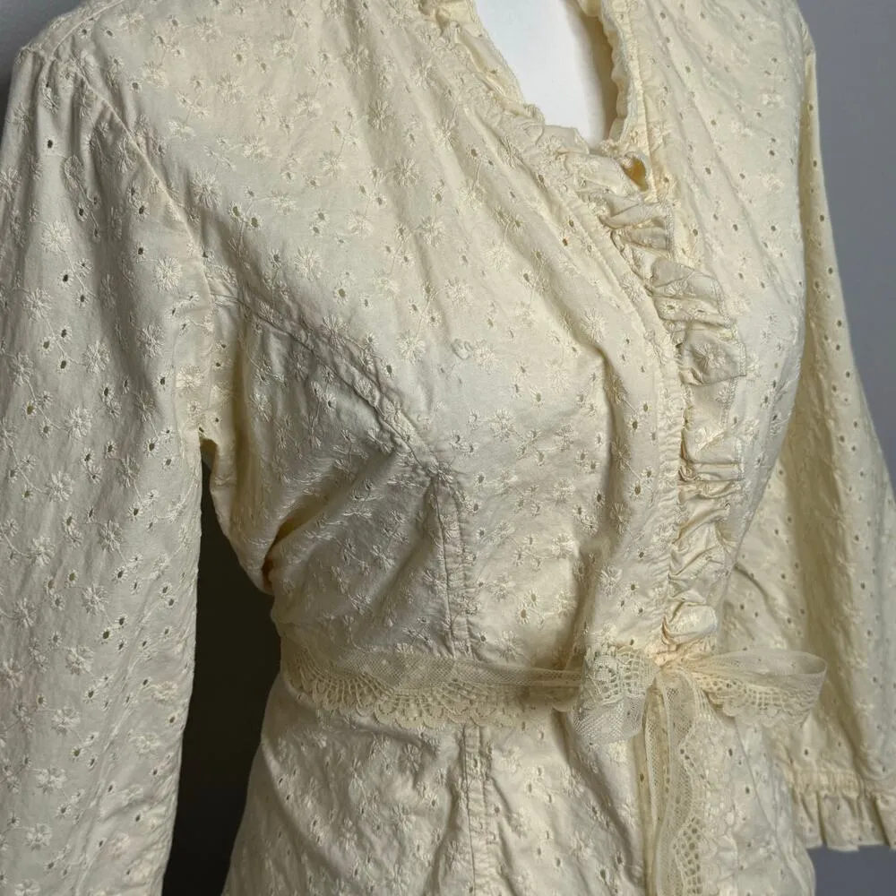 Y2k Cato embroidered eyelet top size L - Image 2