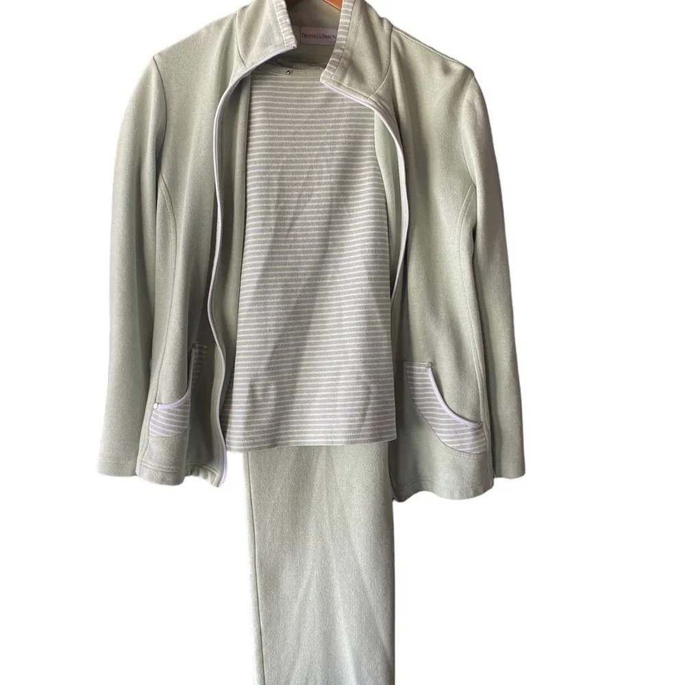 Drawers & Damon Sage green cotton blend lounge set Athleisure Loungewear Size M - Image 2