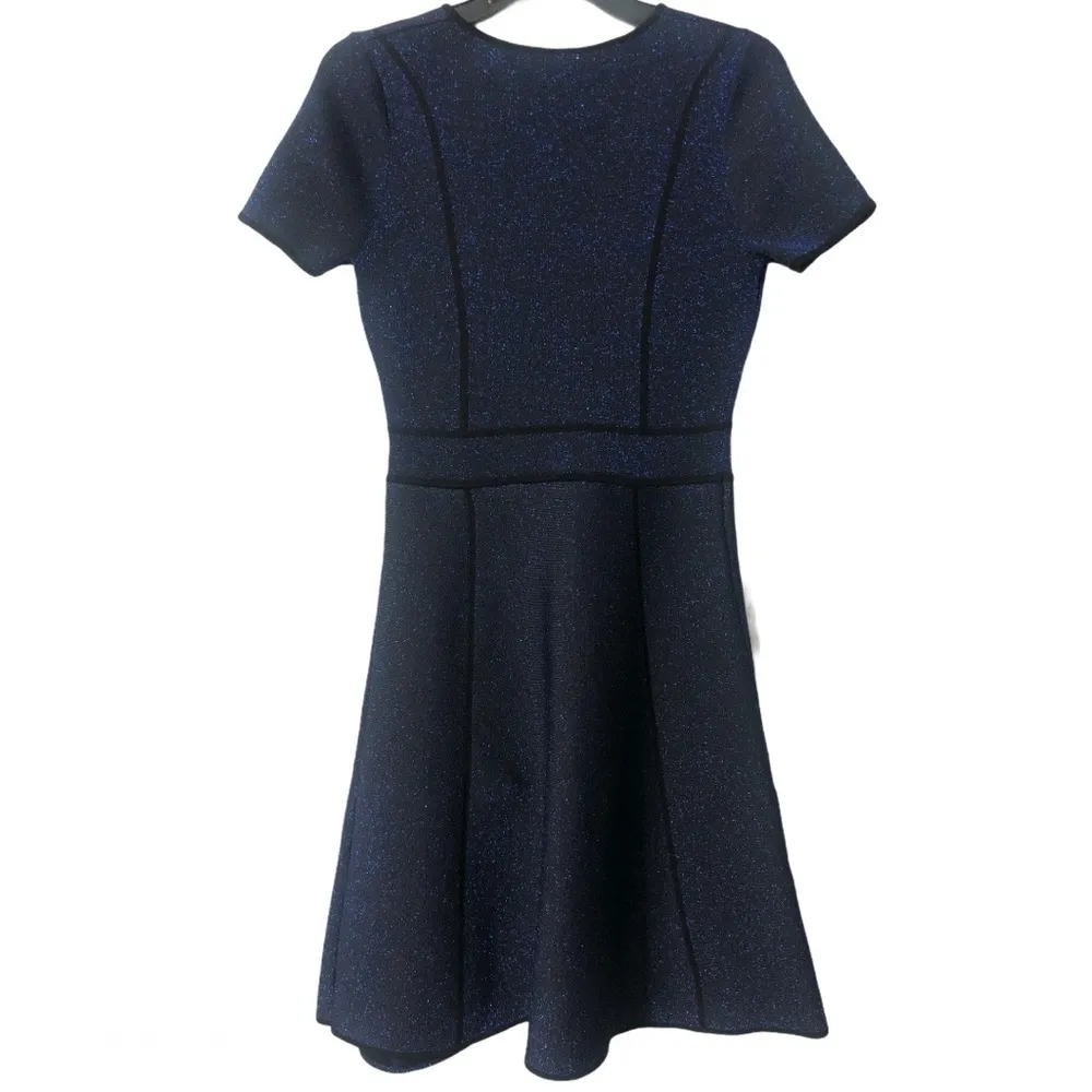 John + Jenn Cocktail Evening Shimmery Dress Black Cobalt Size Medium - Image 3