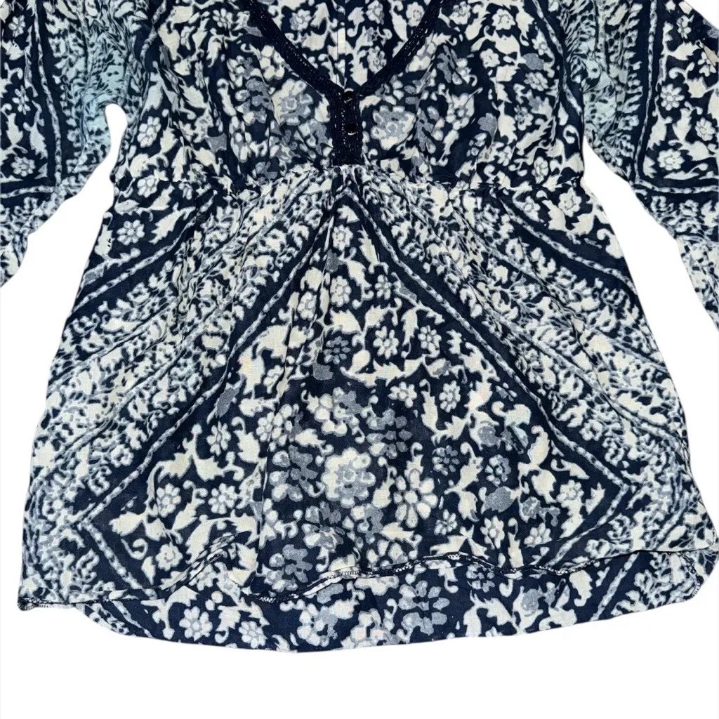 Denim & Supply Ralph Lauren Bandana Floral Printed Blouse Babydoll Top Sz Small - Image 4