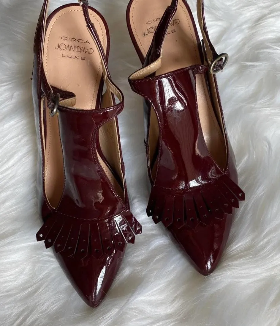 Circa Joan and David Luxe Red Leather Heels Vibrant Red Wine Leather Stiletto heel. - Image 4