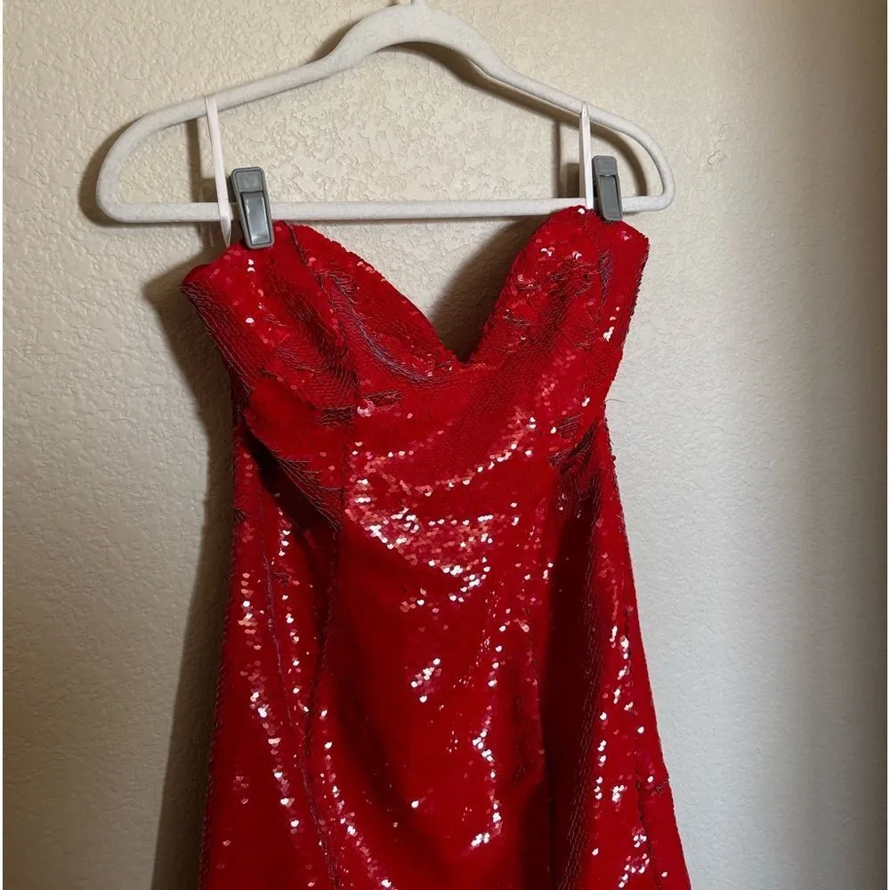 h:ours‎ Zali Mini Dress in Red Gaga Size Small Sequins Cocktail Dress - Image 4