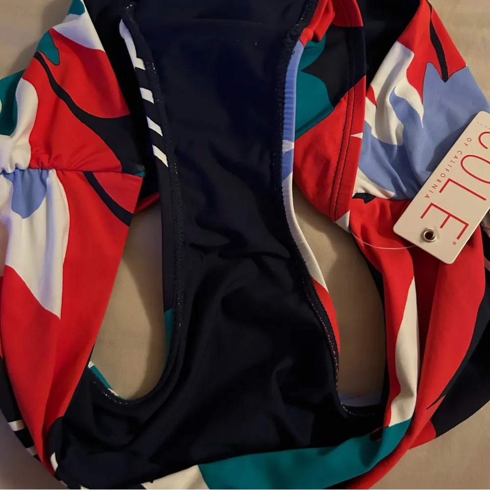 Cole Of California 2 Piece Bikini High Cut Bottom Twist Underwire Top Womens 14 Red - Image 3