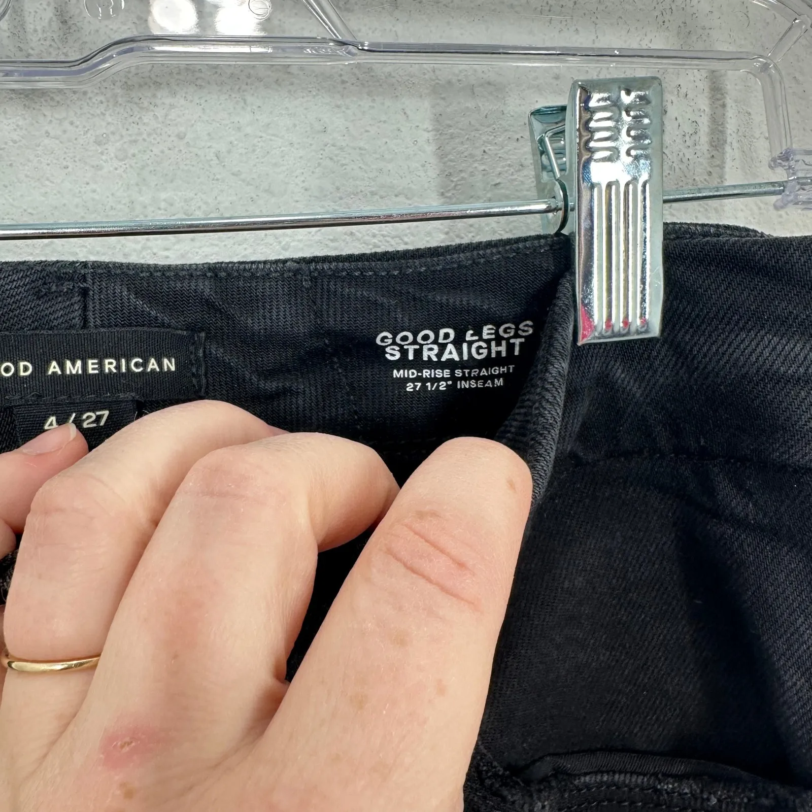 GOOD AMERICAN Good‎ Legs Straight Mid Rise Black Denim Jeans Size 4 Classic NWT - Image 10